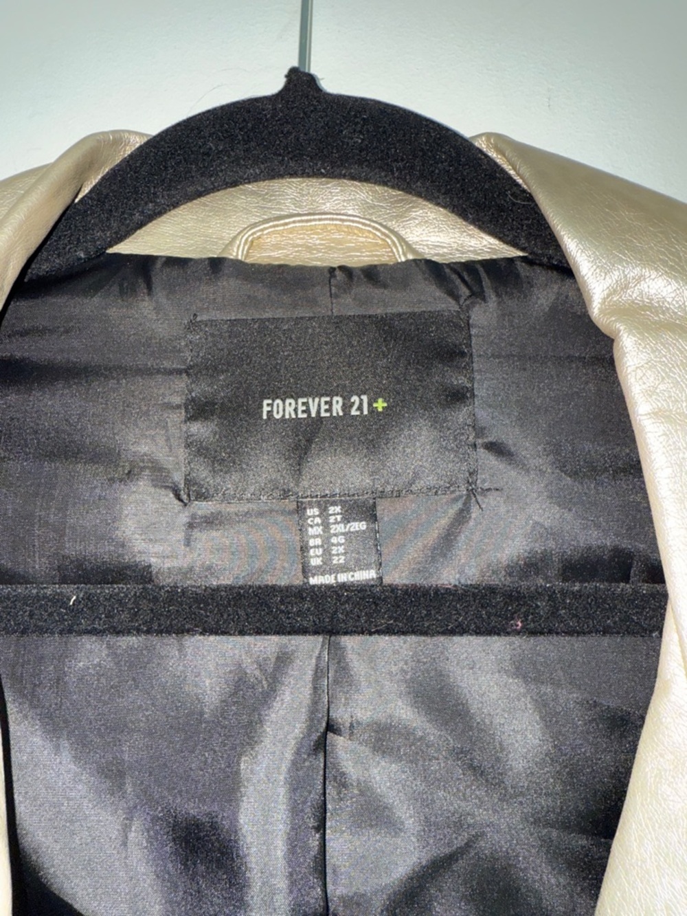 Vintage Forever 21 Plus Metallic Gold Moto Jacket - Picture 4 of 6